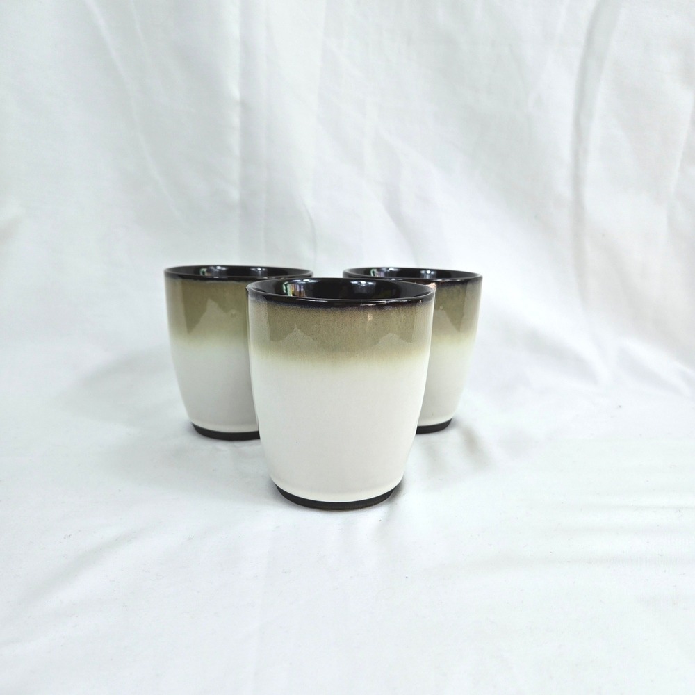 Sango‎ Nova Black #4932 Ombre Stoneware Minimalist 3 Piece Mug Set Discontinued